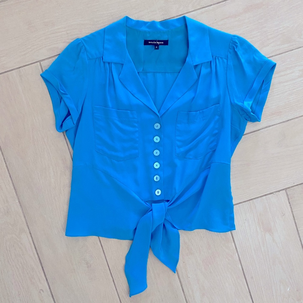 Nanette Lepore Silk Tie Waist Top Size 2